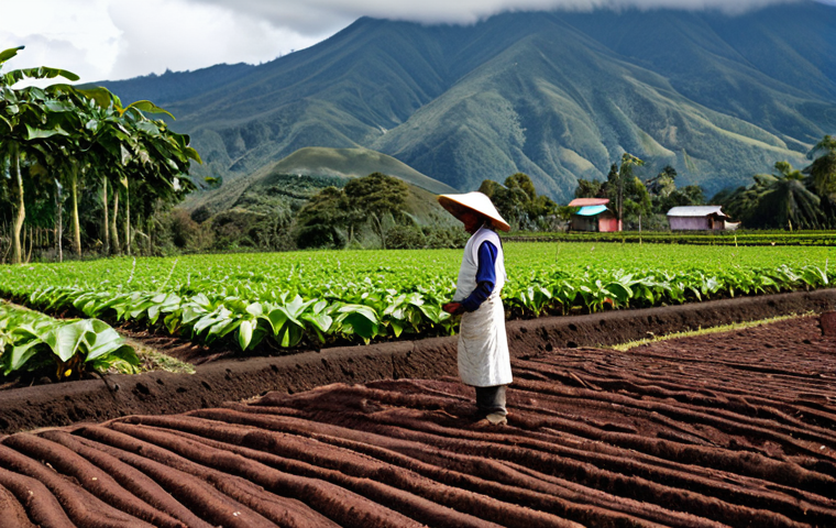 Cacao Plantation in Ecuador**
"A lush, vibrant cacao plantation in the Ecuadorian highlands, showcasing traditional farming methods. Small-scale farmers are harvesting cacao pods. Volcanic soil visible. In the background, the Andes Mountains rise majestically. Bright, natural lighting. Focus on sustainability and biodiversity. Fully clothed farmers in appropriate work attire. Safe for work, appropriate content, professional photography, perfect anatomy, natural proportions, well-formed hands, proper finger count, family-friendly."
**